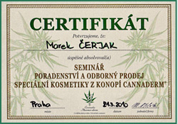 Cannadrem certifikát Marek Čerjak